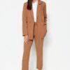 Trendyol Camel Blazer Jacket-Pants Woven Top-Bottom Set