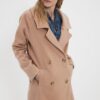 Trendyol Camel Button Closure Cachet Coat