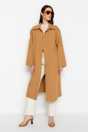 Trendyol Camel Gabardine részletes árokkabát