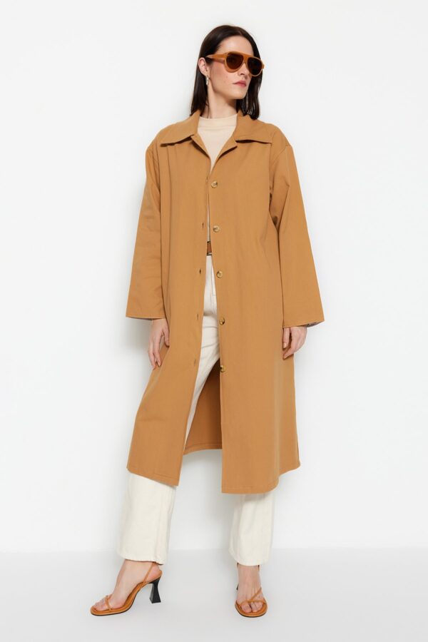 Trendyol Camel Gabardine részletes árokkabát