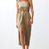 Trendyol Camel Maxi Knitwear Glittery Slit Detailed Dress