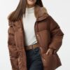 Trendyol Camel Oversize Plush Collar Puffer Jacket