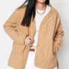 Trendyol Camel Oversize gomb Bezárás steppelt kabát