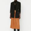 Trendyol Camel Pleated High Waist Woven Skirt