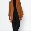 Trendyol Camel Premium Oversize széles szabású bélyegzett kabát