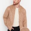 Trendyol Camel Regular Fit velúr kabát