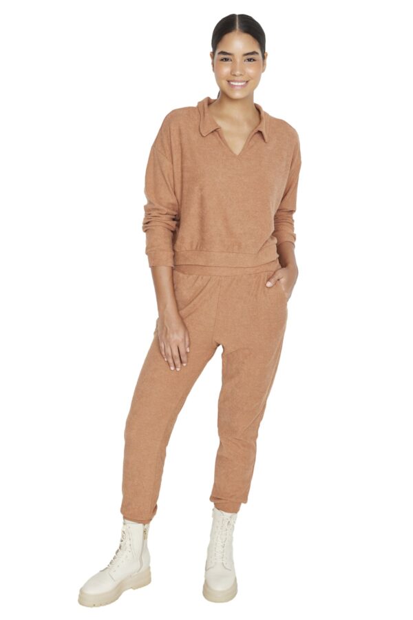 Trendyol Camel Towel Knitted Tracksuit Set