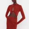 Trendyol Cinnamon Shirring Detailed Top and Bottom Set