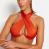 Trendyol Cinnamon Underwire fordított V Underwire Bikini Top