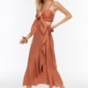 Trendyol Cinnamon Woven Flounce Blouse Skirt Beach Set
