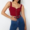 Trendyol Claret Red Crop Woven Blouse