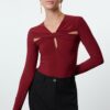 Trendyol Claret Red Cut Out/Window Detailed Knitted Bodysuit
