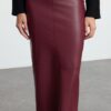 Trendyol Claret Red High Waist Pencil Skirt with Fitted Slit