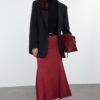 Trendyol Claret Red Midi Flexible Knitted Fish Skirt
