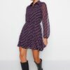 Trendyol Claret Red Mini geometrikus mintás sifon szőtt ruha