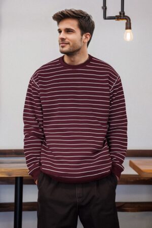 Trendyol Claret Red Oversize/Wide Cut Soft Texture Sweatshirt