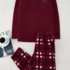 Trendyol Claret Red Plaid Polar Soft Texture Knitted Pajama Set