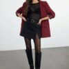 Trendyol Claret Red Regular Lined Double Breasted Closure Woven Blazer Jacket