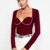 Trendyol Claret Red Shiny Stone Body