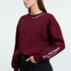 Trendyol Claret Red Slogan Printed Regular/Normal Fit Thick Inside Fleece Knitted Sweatshirt