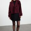 Trendyol Claret Red Soft Textured Seasonal Short Oversize Cashmere Jacket Coat