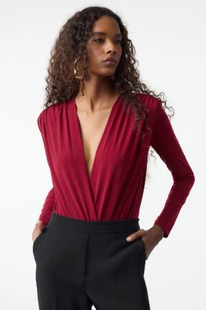 Trendyol Claret Red Stone Knitted Bodysuit