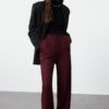 Trendyol Claret Red Straight/Straight Cut Woven Fabric Trousers