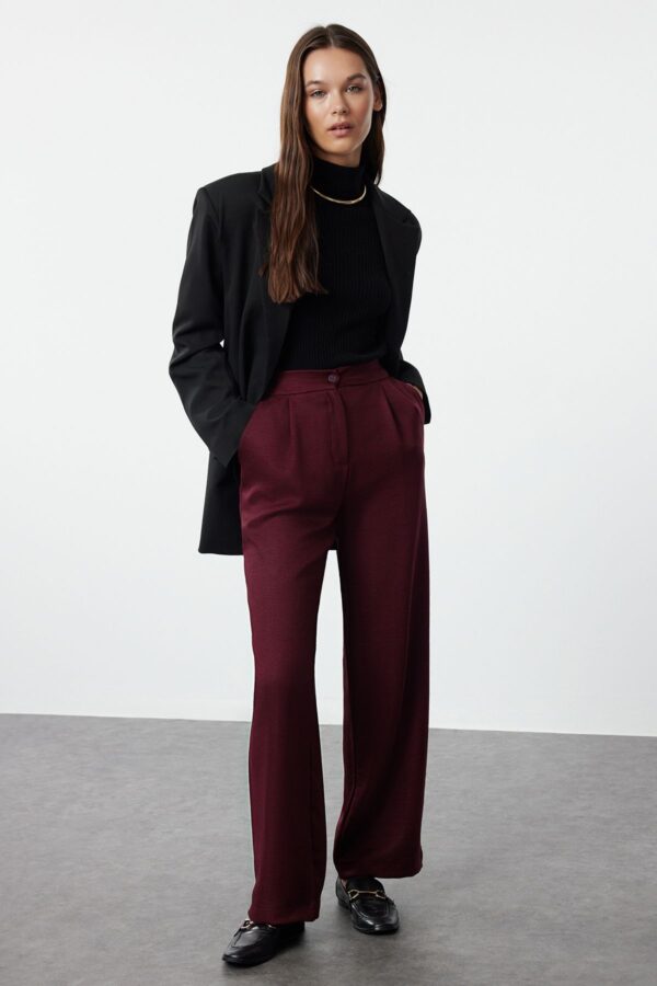Trendyol Claret Red Straight/Straight Cut Woven Fabric Trousers