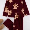 Trendyol Claret Red Teddy Bear Wellsoft Winter Knitted Pajama Set