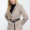 Trendyol Cream Cashmere Belted Woven Blazer Jacket