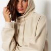 Trendyol Cream Hooded Diver/Scuba Knitted Sweatshirt