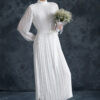 Trendyol Cream Pleated Woven Lined Chiffon Bride/Special Occasion Dress
