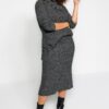 Trendyol Curve Anthracite Collar Detailed Slit Knitwear Bottom and Top Set