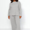Trendyol Curve Anthracite Crew Neck Relaxed Fit Knitted Ribbed Camisole Plus Size Top-Bottom Set