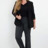 Trendyol Curve Anthracite Premium Rib Stitched Woven Plus Size Trousers