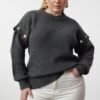 Trendyol Curve Anthracite Sleeves Removable Functional Knitwear Sweater
