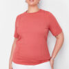 Trendyol Curve Basic 100% Cotton Knitted T-shirt with Tile Stitching Detail