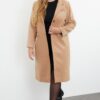 Trendyol Curve Beige Regular Fit Thick Cashmere Coat