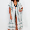 Trendyol Curve Beige Waist Elastic Waist Gathered Skirt Woven Beach Dress