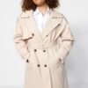 Trendyol Curve Bézs derékszíjas Gabardine Trench kabát