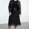 Trendyol Curve Black A-Line Tulle Knit Plus Size Skirt