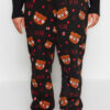 Trendyol Curve Black Animal Pattern Knitted Pajamas Set