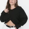 Trendyol Curve Black Bias Detailed Crop Knitwear Sweater
