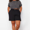 Trendyol Curve Black Button Detailed 100% Cotton Knitted Shorts & Bermuda