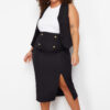 Trendyol Curve Black Button and Pocket Flap Detailed Woven Skirt