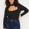 Trendyol Curve Black Collar Detailed Body-hugging Knitwear Blouse