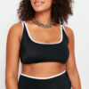 Trendyol Curve Black Contrast Piping Detail Bralette Plus Size Bikini Top