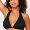 Trendyol Curve Black Deep V Neck Tie Detail Bikini Top