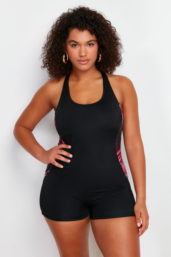 Trendyol Curve Black Deep V Swimsuit