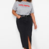 Trendyol Curve Black Denim Plus Size Skirt